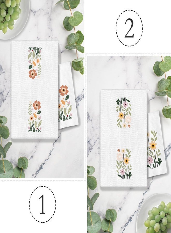 COWEB Cute Floral Hand Towels Set of 2, Wildflower Decorative Hand Towels for Kitchen & Bathroom, 16x24 Inches - Image 2